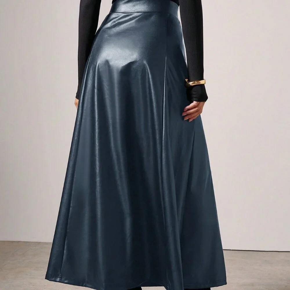 Navy Blue Elegant Women's Long Skirt